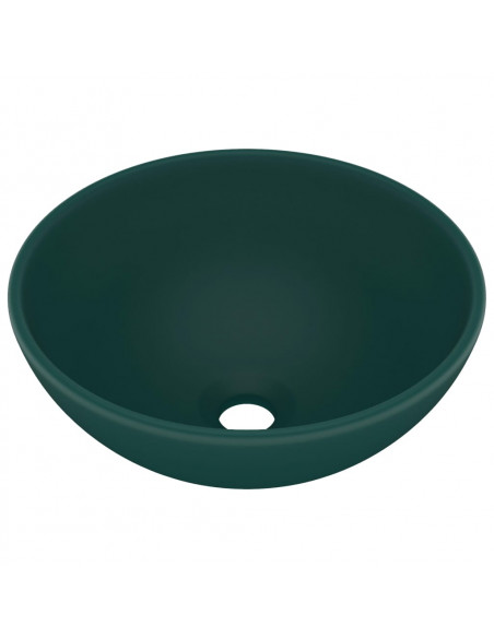 Lavandino Lusso Rotondo Verde Scuro Opaco 32,5x14 cm Ceramica