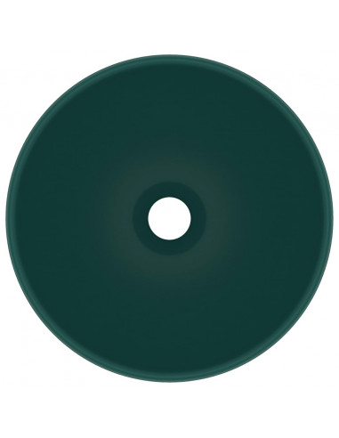 Lavandino Lusso Rotondo Verde Scuro Opaco 32,5x14 cm Ceramica