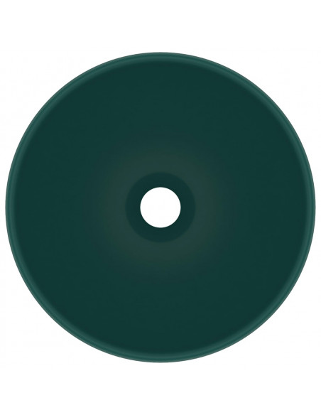 Lavandino Lusso Rotondo Verde Scuro Opaco 32,5x14 cm Ceramica