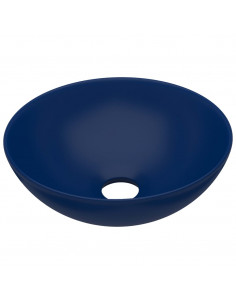 Lavandino da Bagno in Ceramica Blu Scuro Rotondo 2