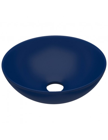 Lavandino da Bagno in Ceramica Blu Scuro Rotondo
