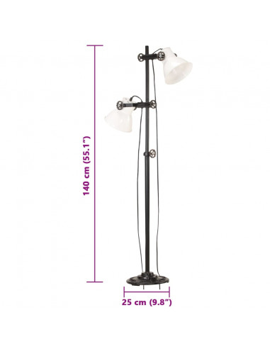 Lampada da Pavimento con 2 Paralumi Bianca E27 in Ghisa