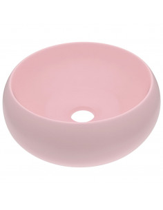 Lavandino Lusso Rotondo Rosa Opaco 40x15 cm in Ceramica 2