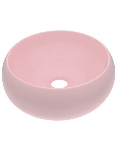 Lavandino Lusso Rotondo Rosa Opaco 40x15 cm in Ceramica