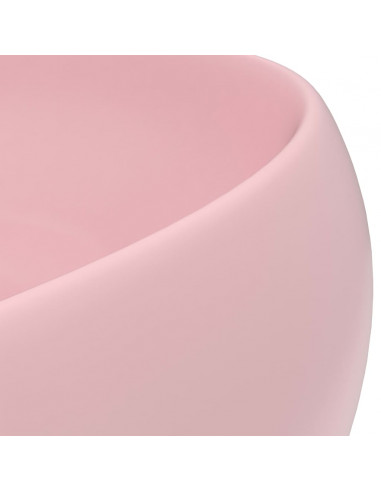 Lavandino Lusso Rotondo Rosa Opaco 40x15 cm in Ceramica