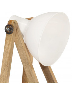 Lampada da Pavimento Bianca E27 in Legno Massello di Mango 2