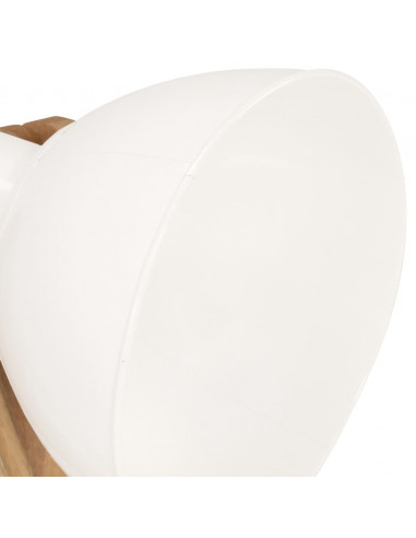 Lampada da Pavimento Bianca E27 in Legno Massello di Mango