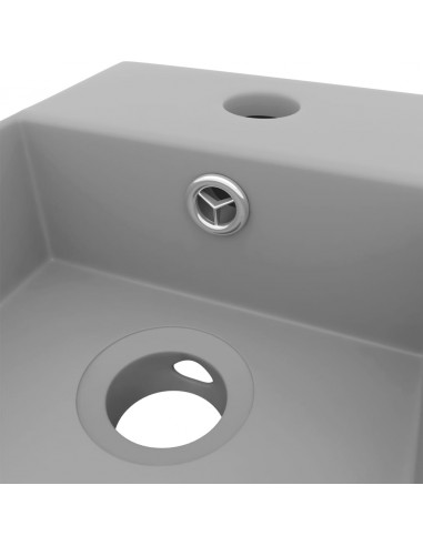 Lavandino con Troppopieno in Ceramica Grigio Chiaro