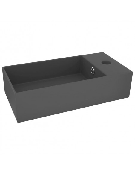 Lavandino con Troppopieno in Ceramica Grigio Scuro