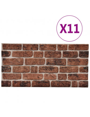 Pannelli Murali 3D con Design Mattoni Marrone Scuro 11 pz EPS