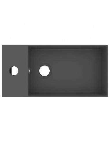 Lavandino con Troppopieno in Ceramica Grigio Scuro
