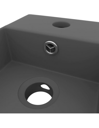 Lavandino con Troppopieno in Ceramica Grigio Scuro