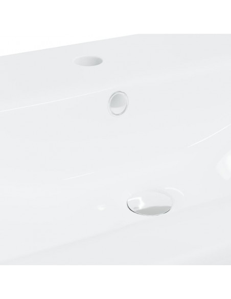 Lavabo da Incasso con Rubinetto 91x39x18 cm in Ceramica Bianco