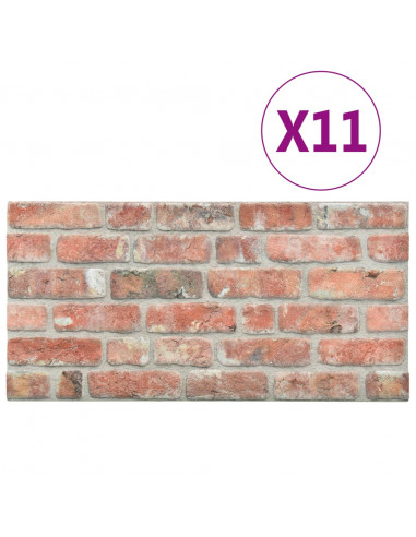 Pannelli Murali 3D con Design a Mattoni Rosso 11 pz EPS