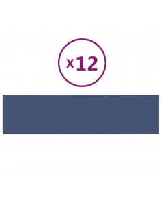 Pannelli Murali 12 pz Blu 60x15 cm Tessuto 1,08 m² 2