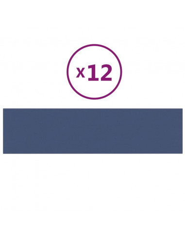 Pannelli Murali 12 pz Blu 60x15 cm Tessuto 1,08 m²