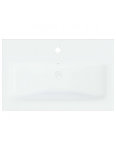 Lavabo da Incasso con Rubinetto 61x39x18 cm in Ceramica Bianco