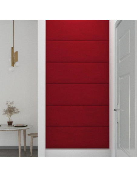Pannelli Murali 12 pz Rosso Vino 90x30 cm Velluto 3,24 m²