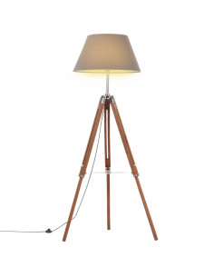Lampada a Treppiede Marrone e Grigio in Legno di Teak 141 cm 2