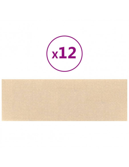 Pannelli Murali 12 pz Crema 90x15 cm Tessuto 3,24 m²