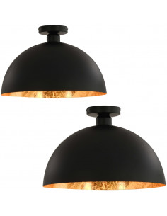 Lampadari 2 pz Nero e Oro Semi-Sferici E27 2