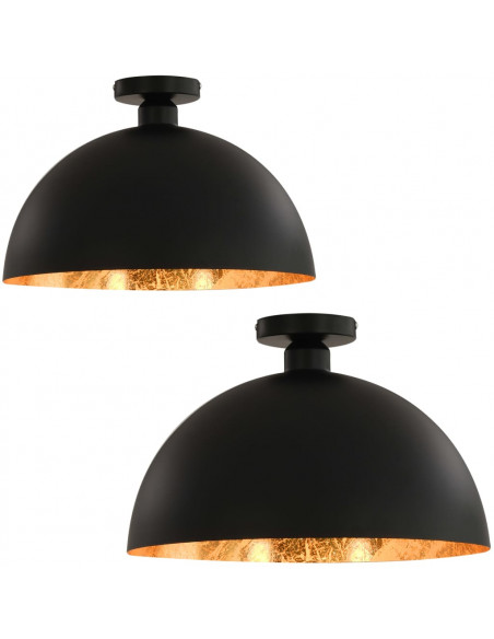 Lampadari 2 pz Nero e Oro Semi-Sferici E27