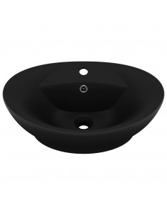 Lavandino con Troppopieno Ovale Nero Opaco 58,5x39cm Ceramica 2