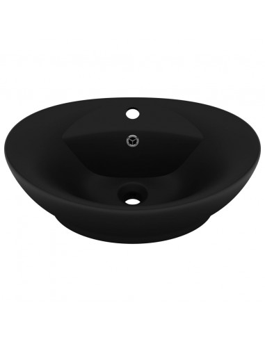 Lavandino con Troppopieno Ovale Nero Opaco 58,5x39cm Ceramica