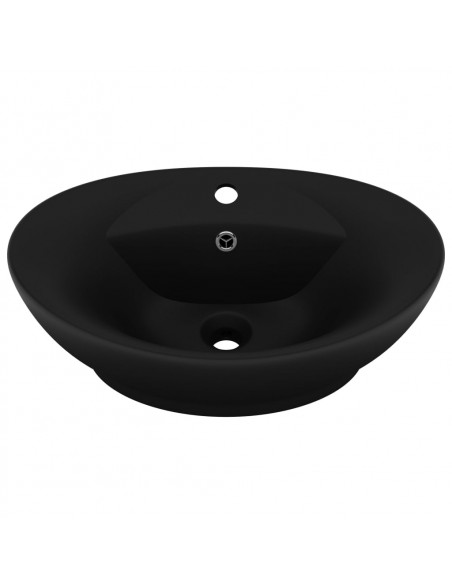 Lavandino con Troppopieno Ovale Nero Opaco 58,5x39cm Ceramica