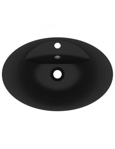 Lavandino con Troppopieno Ovale Nero Opaco 58,5x39cm Ceramica