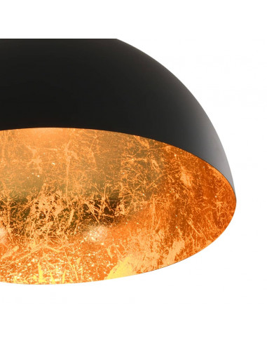 Lampadari 2 pz Nero e Oro Semi-Sferici E27