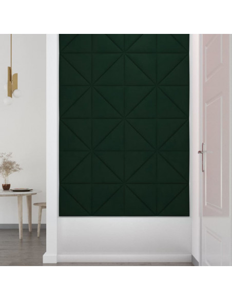 Pannelli Murali 12 pz Verde Scuro 30x30 cm in Velluto 0,54 m²