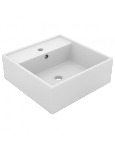 Lavabo Troppopieno Quadrato Bianco Opaco 41x41cm Ceramica