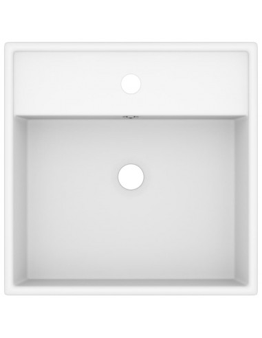 Lavabo Troppopieno Quadrato Bianco Opaco 41x41cm Ceramica