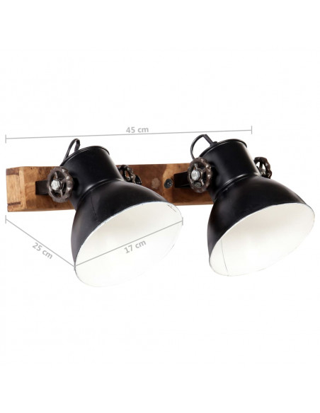 Lampada da Parete Stile Industriale Nera 45x25 cm E27