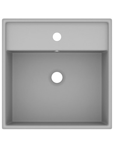 Lavabo Troppopieno Cubico Grigio Chiaro Opaco 41x41cm Ceramica