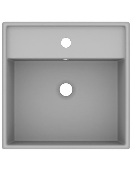 Lavabo Troppopieno Cubico Grigio Chiaro Opaco 41x41cm Ceramica