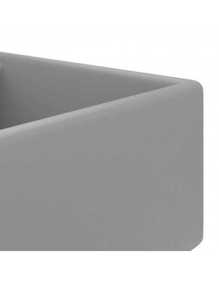 Lavabo Troppopieno Cubico Grigio Chiaro Opaco 41x41cm Ceramica