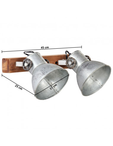 Lampada da Parete in Stile Industriale Argento 45x25 cm E27
