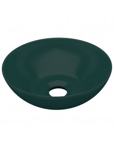 Lavandino da Bagno in Ceramica Verde Scuro Rotondo 2