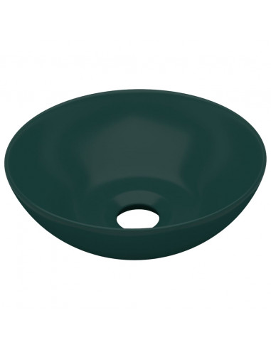 Lavandino da Bagno in Ceramica Verde Scuro Rotondo