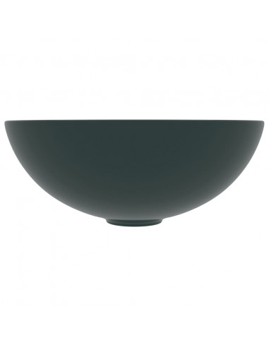 Lavandino da Bagno in Ceramica Verde Scuro Rotondo