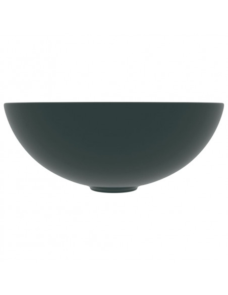 Lavandino da Bagno in Ceramica Verde Scuro Rotondo