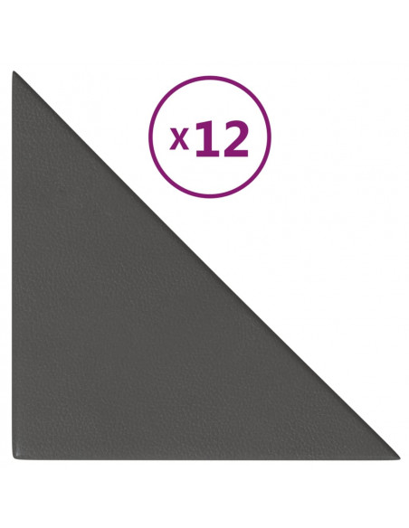 Pannelli Murali 12 pz Grigi 30x30 cm in Similpelle 0,54 m²