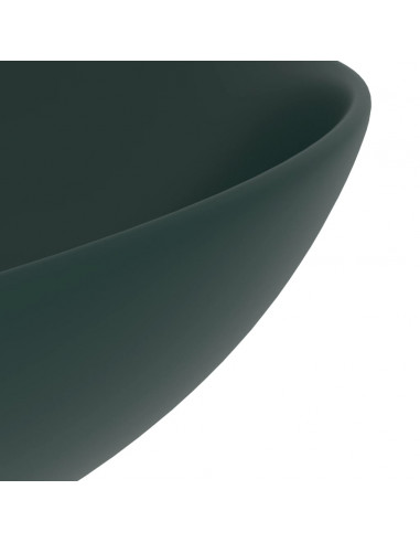 Lavandino da Bagno in Ceramica Verde Scuro Rotondo