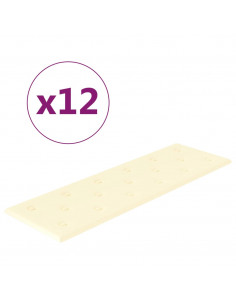 Pannelli Murali 12 pz Crema 90x30 cm in Similpelle 3,24 m² 2