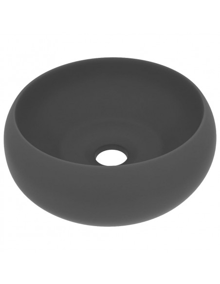 Lavandino Lusso Rotondo Grigio Scuro Opaco 40x15 cm in Ceramica