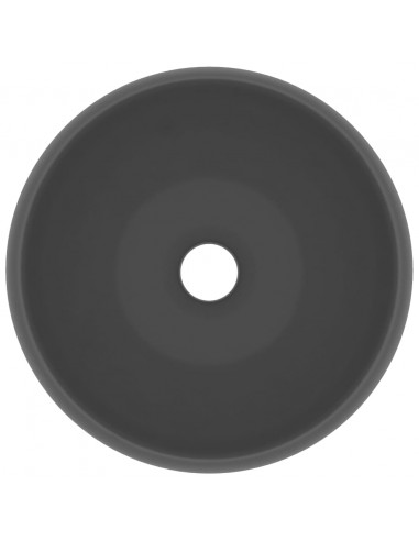 Lavandino Lusso Rotondo Grigio Scuro Opaco 40x15 cm in Ceramica