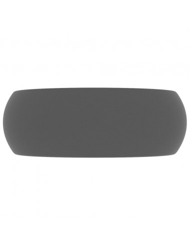 Lavandino Lusso Rotondo Grigio Scuro Opaco 40x15 cm in Ceramica