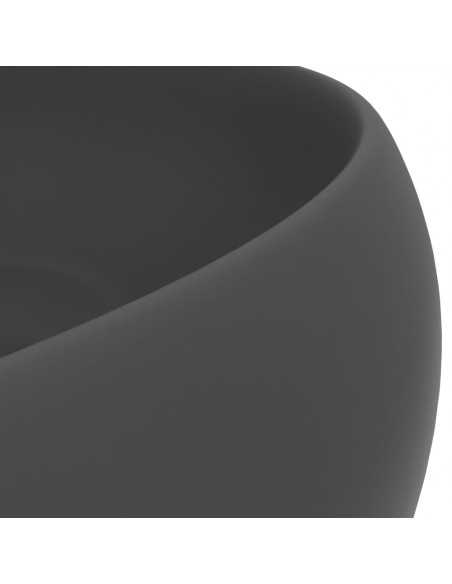 Lavandino Lusso Rotondo Grigio Scuro Opaco 40x15 cm in Ceramica